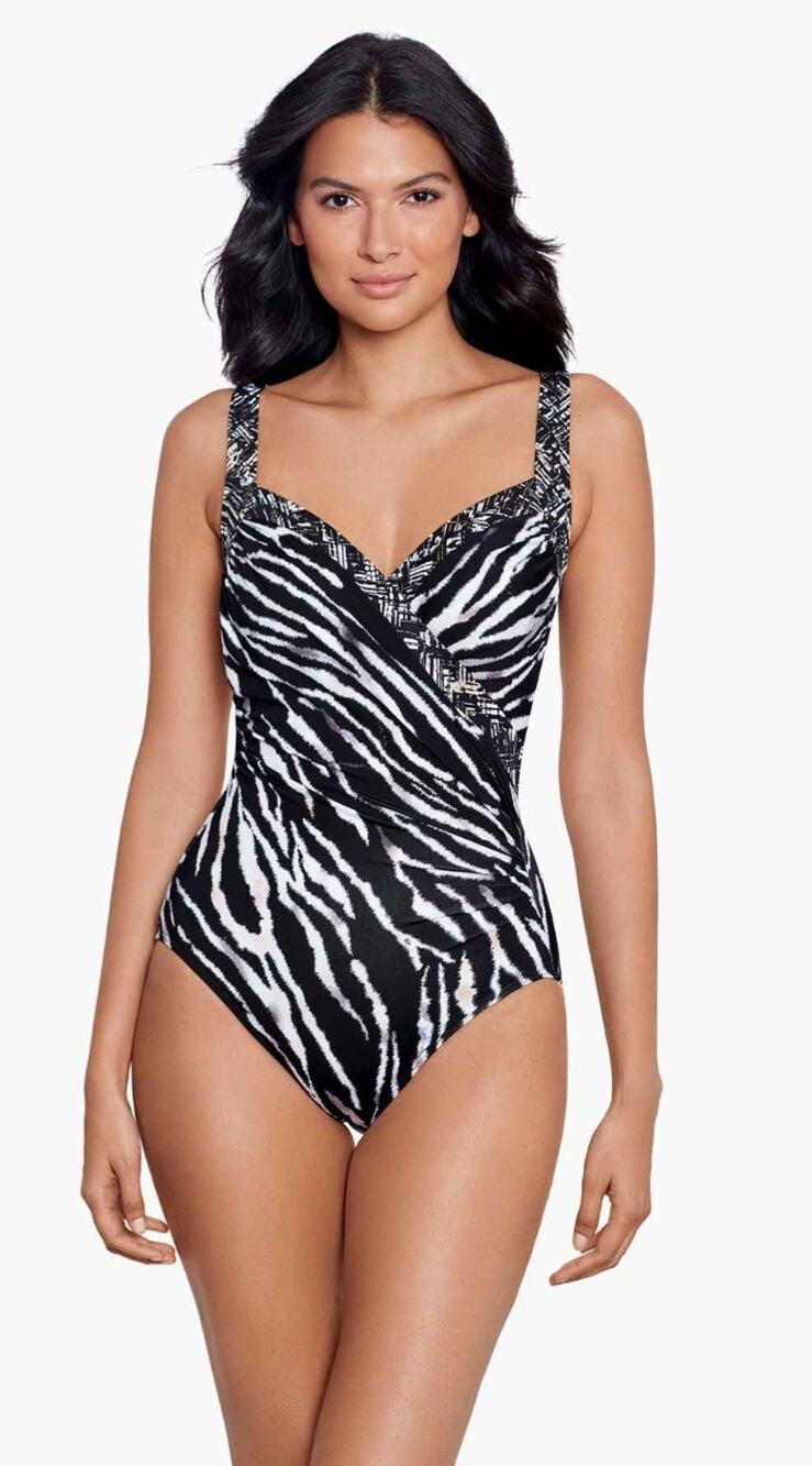 Miraclesuit NWT Underwire One-Piece Swimsuit Womens 16 Tigre Sombra Escape